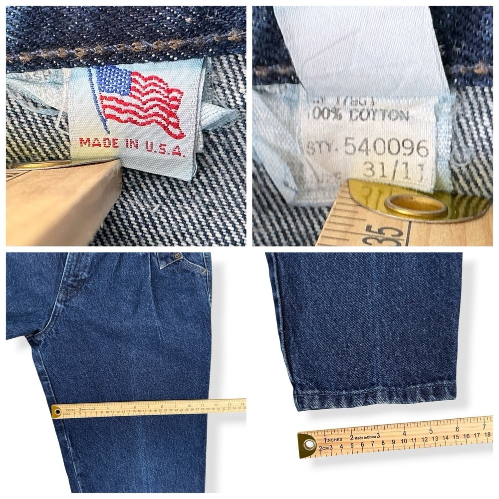 Rocky Mountain Jeans Women ACTUAL 26x32 Blue Rigid Denim Taper Bare Back USA VTG - Picture 13 of 13